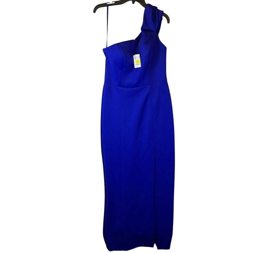 BA Nites Gown‎ Women 12 Royal Blue One Shoulder Slit Formal Dress K166 NEW